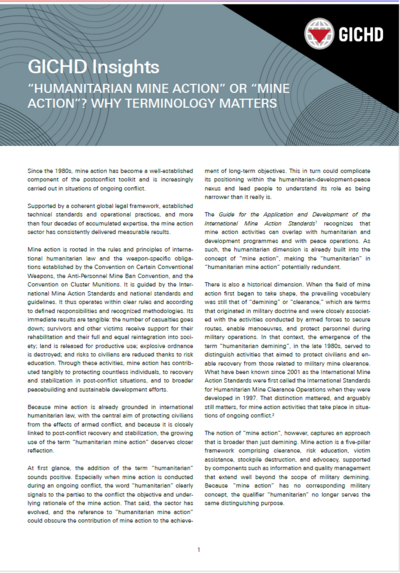 GICHD Insights | Humanitarian Mine Action or Mine Action? Why Terminology Matters
