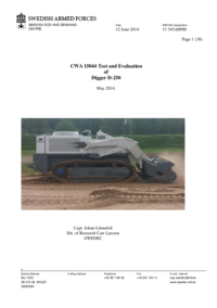 CEN Workshop Agreement, Test and Evaluation of Digger D-250
