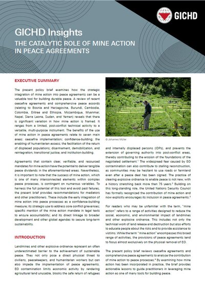 GICHD insights | The catalytic role of mine action in Peace agreements