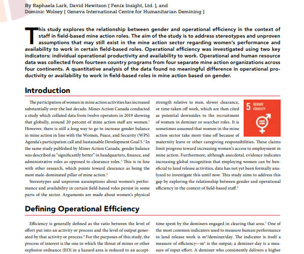 Gender and Operational Efficiency