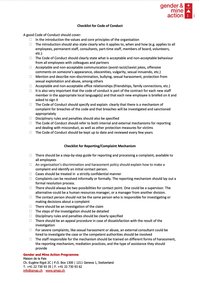 GMAP’s Checklist for Code of Conduct