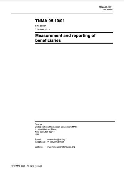 Technical Note for Mine Action 05.10/01 - Measurement and reporting of beneficiaries