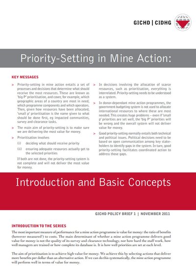 'Priority-Setting in Mine Action' Issue Briefs