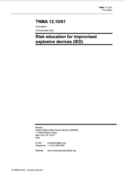 Technical Note for Mine Action 12.10/01 - Risk education for improvised explosive devices