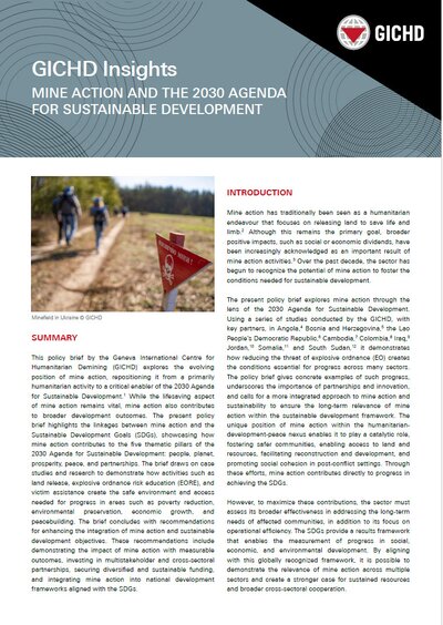Mine Action and the 2030 Agenda for Sustainable Development