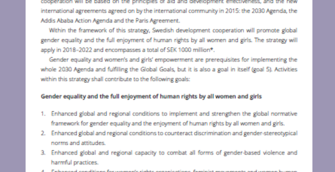 Strategy for Sweden’s Development Cooperation for Global Gender Equality and Women’s and Girls’ Rights 2018–2022