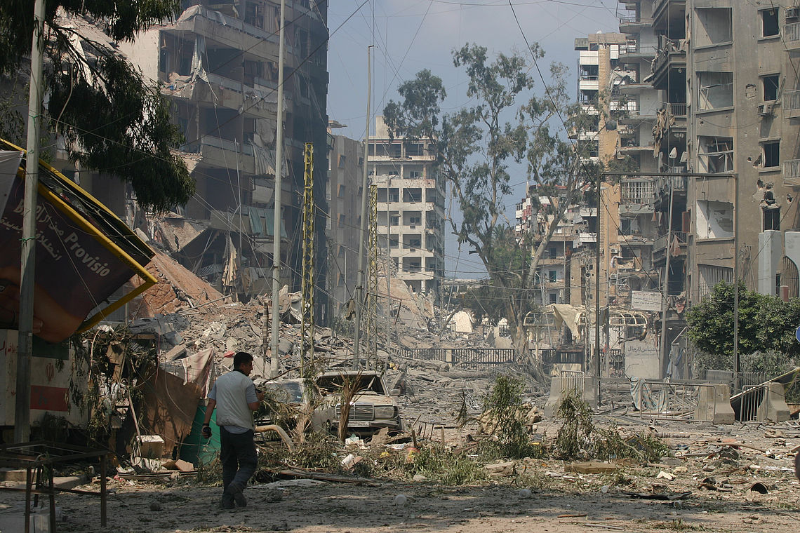 Buildings destroyed by bombing on July 20, 2006, Beirut, Lebanon