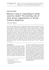 Mission creep or responding to wider security needs? The evolving role of mine action organisations in Armed Violence Reduction 