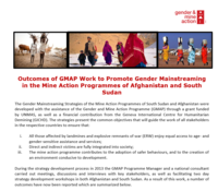 Outcomes of GMAP Work to Promote Gender Mainstreaming in the Mine Action Programmes of Afghanistan and South Sudan